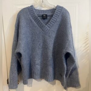 Cozy V-Neck Heather Blue Sweater from Girl Crush